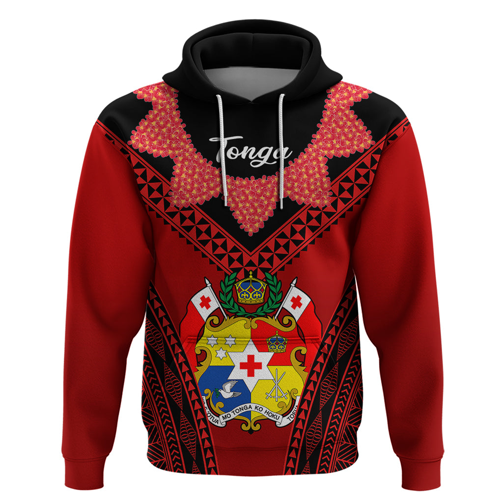 Tonga Heilala Flowers Hoodie Tongan Ngatu Black Special Verison LT14 - Polynesian Pride