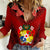 Tonga Heilala Flowers Women Casual Shirt Tongan Ngatu Black Special Verison LT14 Female Red - Polynesian Pride