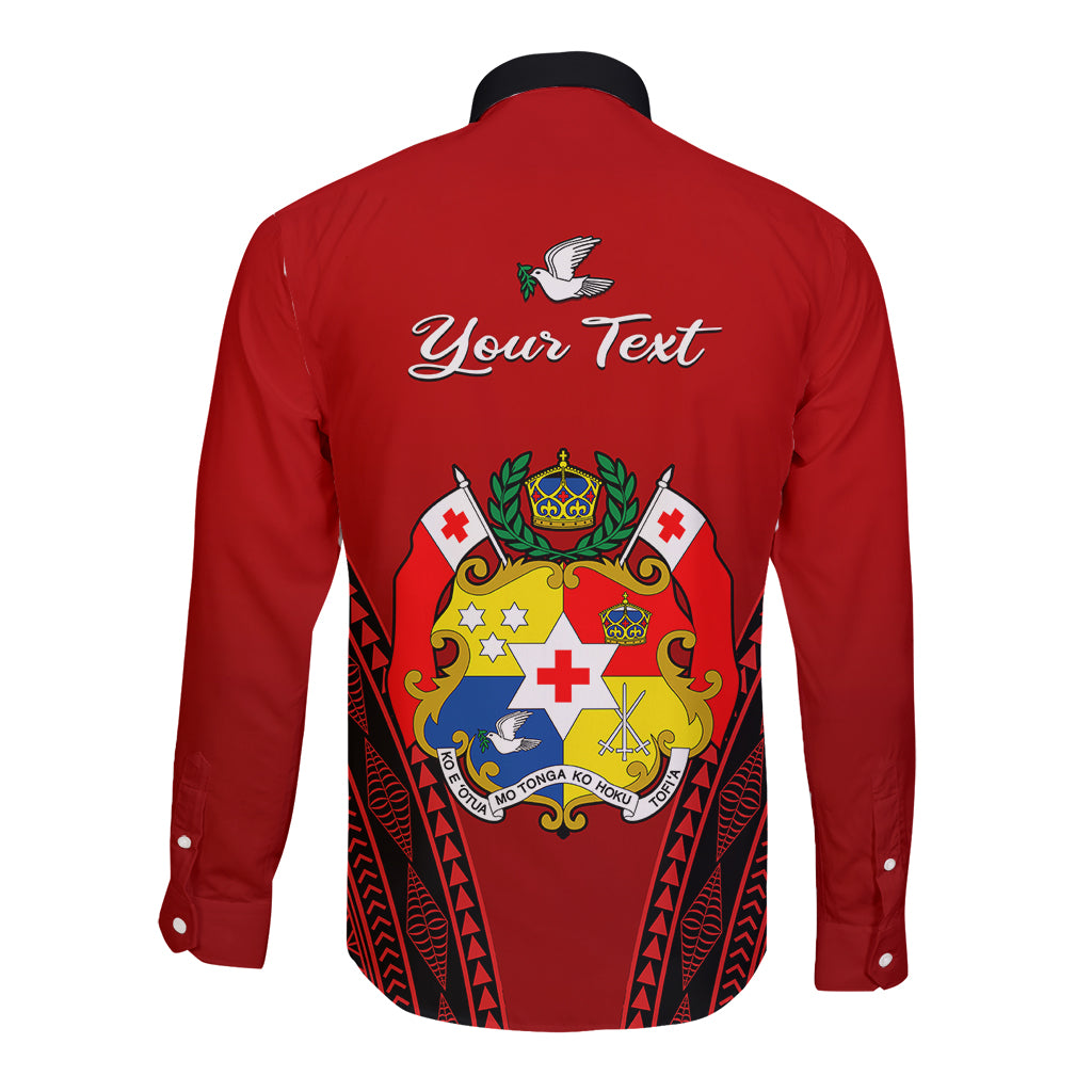 (Custom Personalised) Tonga Heilala Flowers Long Sleeve Button Shirt Tongan Ngatu Black Special Verison LT14 - Polynesian Pride