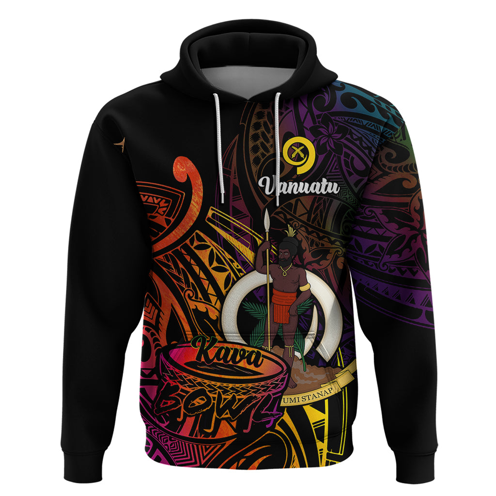 Custom Vanuatu Hoodie Kava Bowl Mix Polynesian Gradient Style LT14 - Polynesian Pride