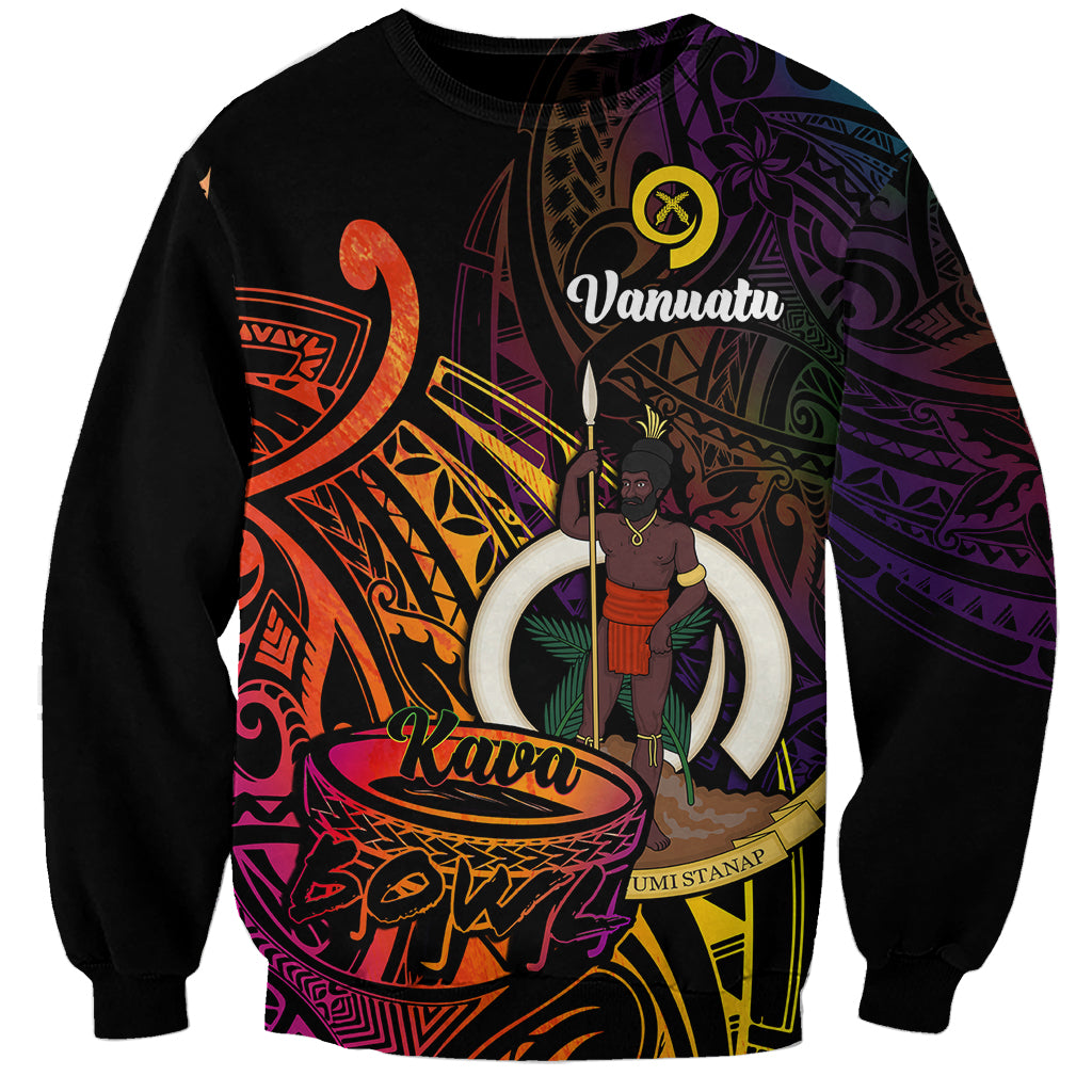 (Custom Personalised) Vanuatu Sweatshirt Kava Bowl Mix Polynesian Gradient Style LT14 Unisex Black - Polynesian Pride