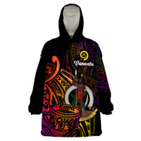 (Custom Personalised) Vanuatu Wearable Blanket Hoodie Kava Bowl Mix Polynesian Gradient Style LT14 One Size Black - Polynesian Pride