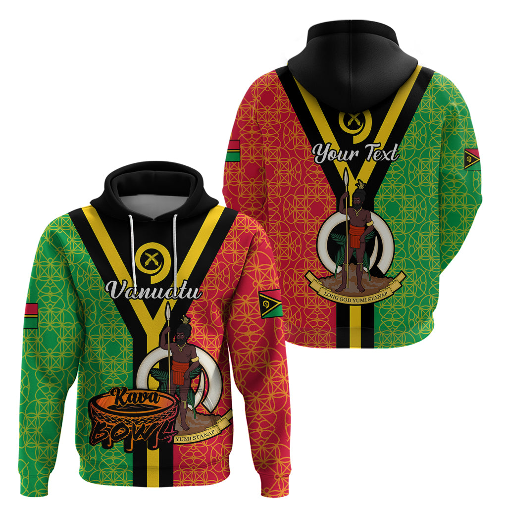 Custom Vanuatu Hoodie Kava Bowl Mix Sand Drawing Flag Style LT14 Pullover Hoodie Black - Polynesian Pride