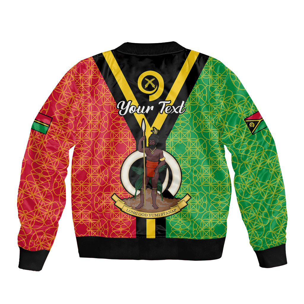 (Custom Personalised) Vanuatu Sleeve Zip Bomber Jacket Kava Bowl Mix Sand Drawing Flag Style LT14 - Polynesian Pride