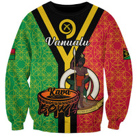(Custom Personalised) Vanuatu Sweatshirt Kava Bowl Mix Sand Drawing Flag Style LT14 Unisex Black - Polynesian Pride