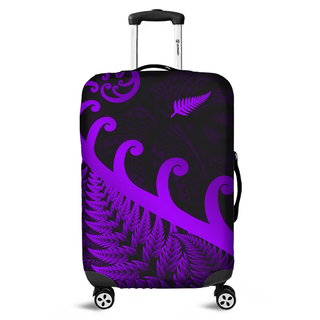 New Zealand Rugby Maori Luggage Cover Silver Fern Koru Vibes - Purple LT8 Purple - Polynesian Pride