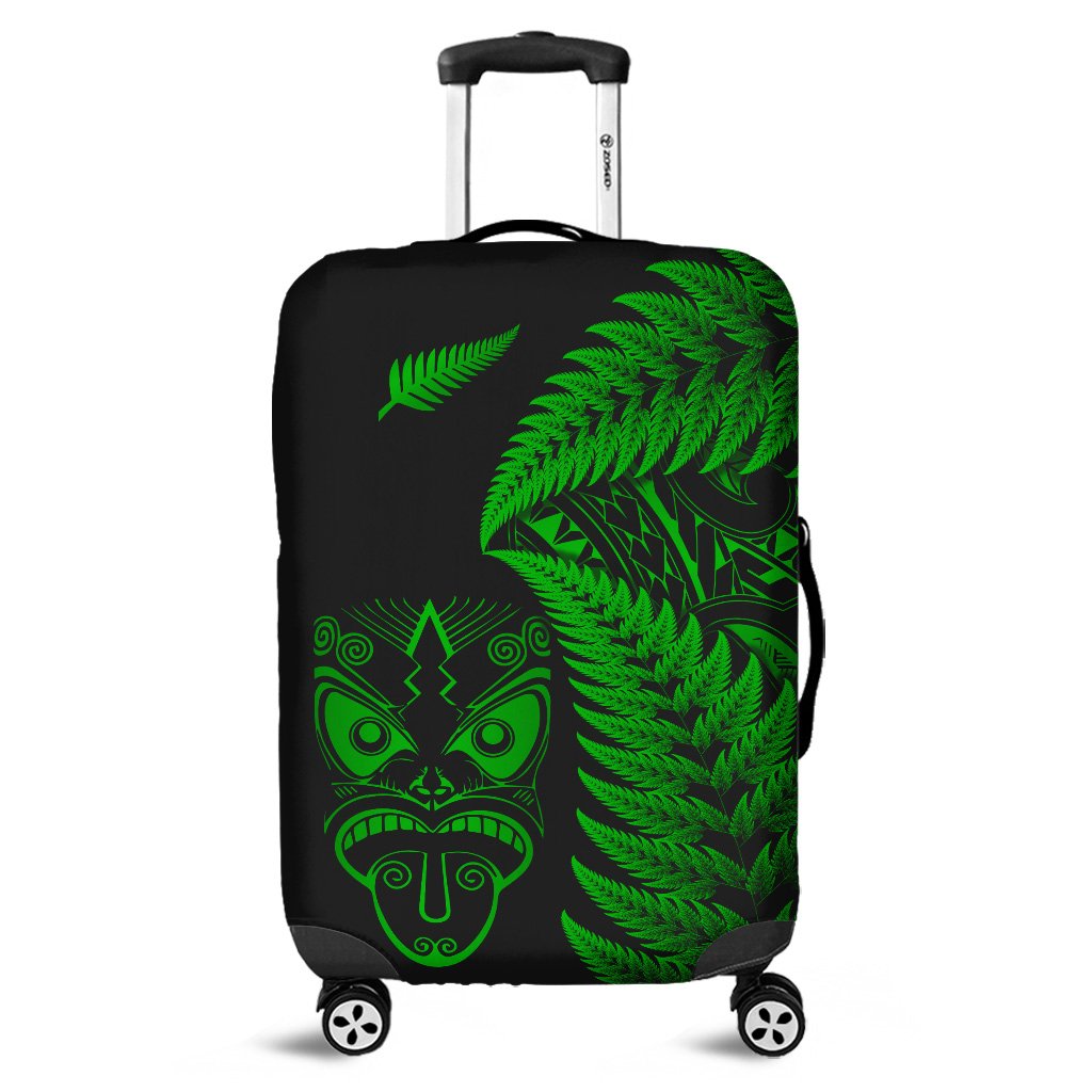 New Zealand Haka Rugby Maori Luggage Cover Silver Fern Vibes - Green LT8 Green - Polynesian Pride