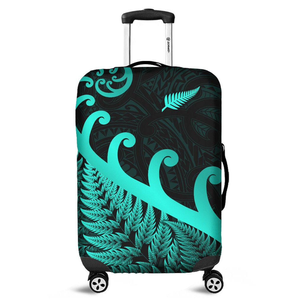 New Zealand Rugby Maori Luggage Cover Silver Fern Koru Vibes - Turquoise LT8 Turquoise - Polynesian Pride