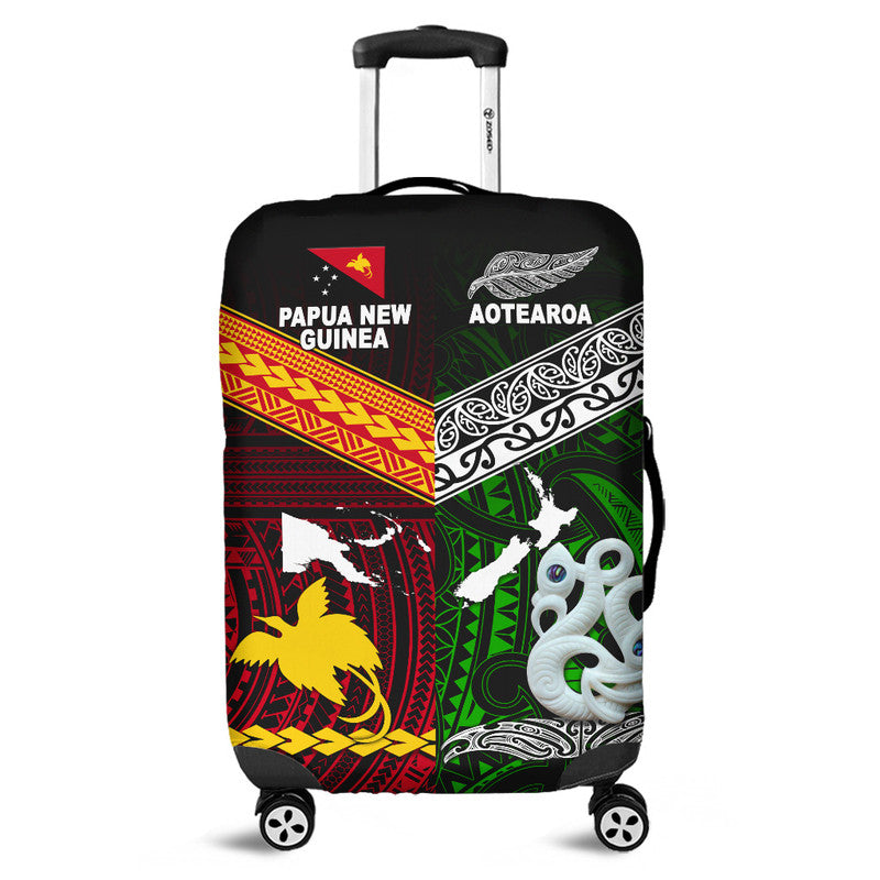 New Zealand And Papua New Guinea Luggage Cover Together - Green LT8 Green - Polynesian Pride
