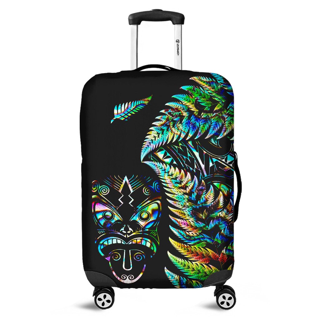 New Zealand Haka Rugby Maori Luggage Cover Silver Fern Vibes - Paua Shell LT8 Green - Polynesian Pride