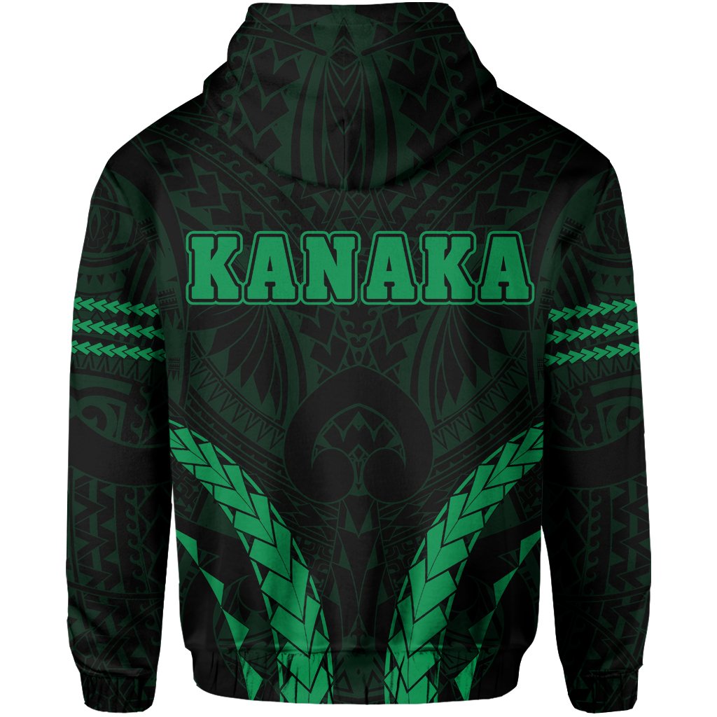 Polynesian Kakau Kanaka Map Hawaii Zip Hoodie Sport Style Version 2.0 Green - Polynesian Pride
