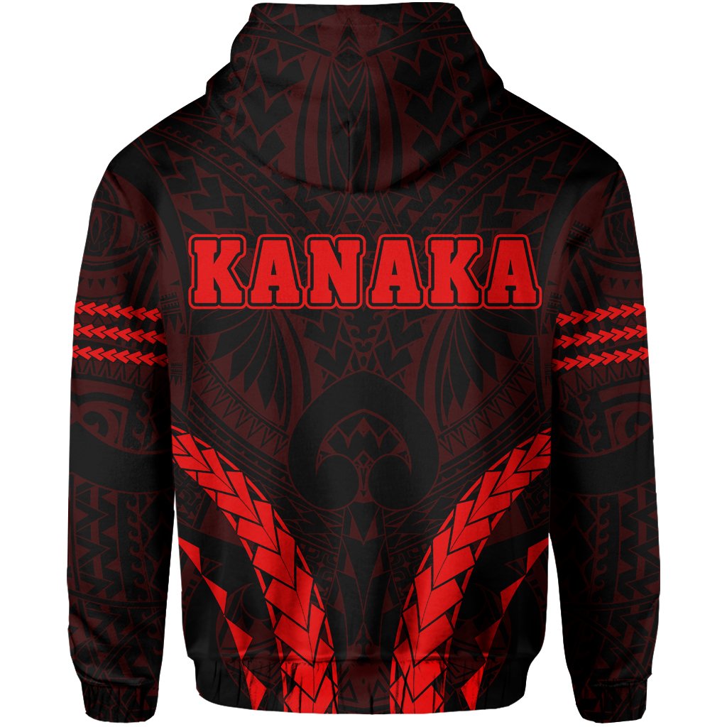 Polynesian Kakau Kanaka Map Hawaii Zip Hoodie Sport Style Version 2.0 Red - Polynesian Pride