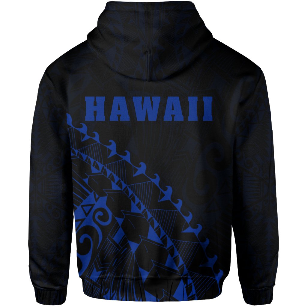 Hawaii Coat of Arms Hoodie (Blue) Turtle Style - Polynesian Pride
