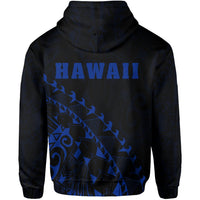 Hawaii Coat of Arms Hoodie (Blue) Turtle Style - Polynesian Pride