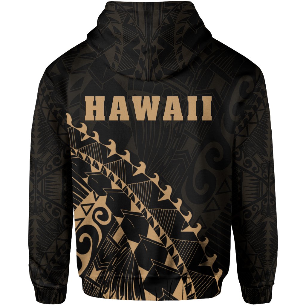 Kanaka Map Zipper Hoodie (Gold) Turtle Style - Polynesian Pride