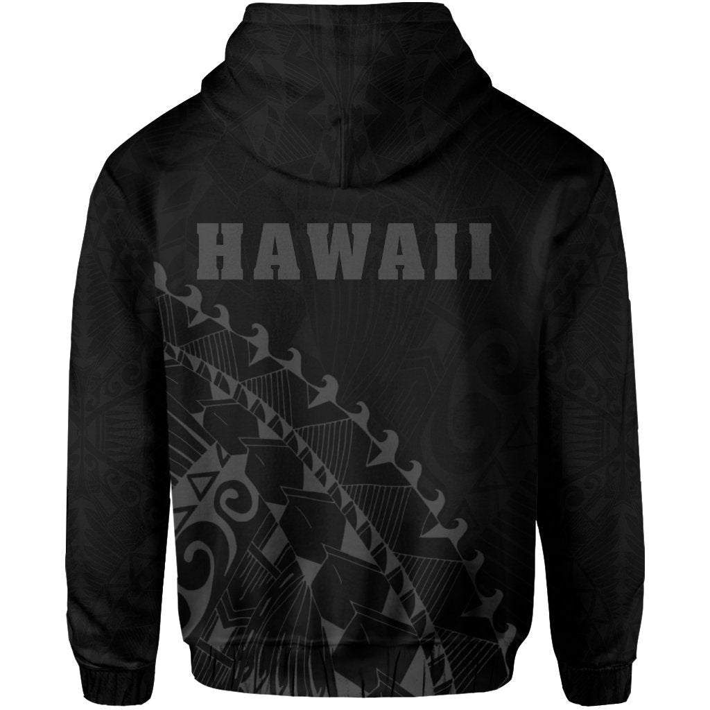 Kanaka Map Zipper Hoodie (Gray) Turtle Style - Polynesian Pride