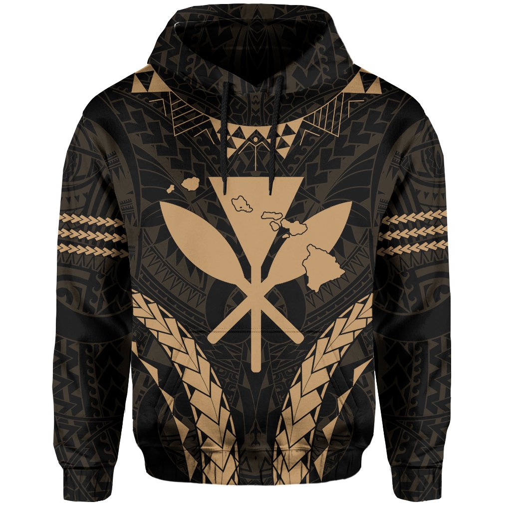 Polynesian Kakau Kanaka Map Hawaii Hoodie Sport Style Version 2.0 Gold - Polynesian Pride