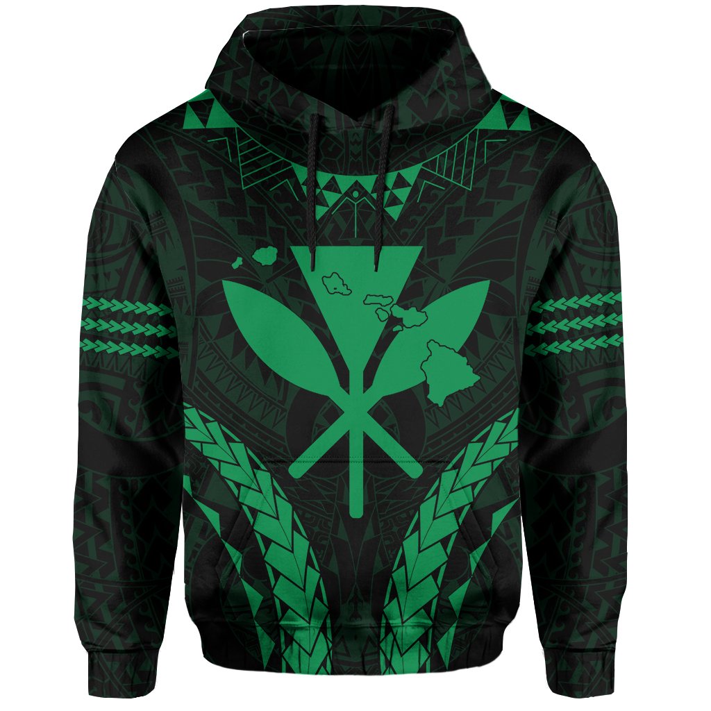 Polynesian Kakau Kanaka Map Hawaii Hoodie Sport Style Version 2.0 Green - Polynesian Pride