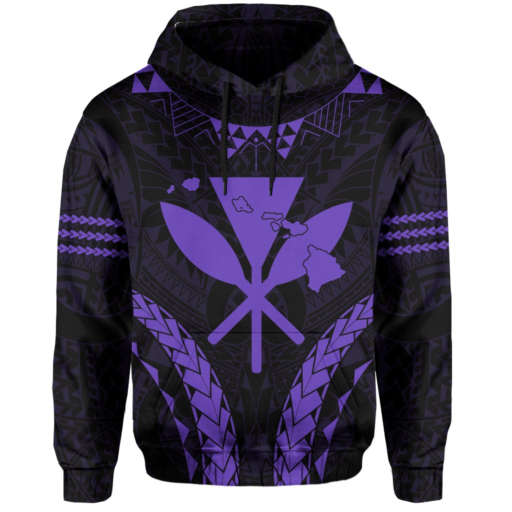Polynesian Kakau Kanaka Map Hawaii Hoodie Sport Style Version 2.0 Purple - Polynesian Pride