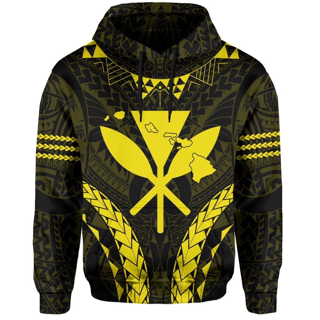 Polynesian Kakau Kanaka Map Hawaii Hoodie Sport Style Version 2.0 Yellow - Polynesian Pride