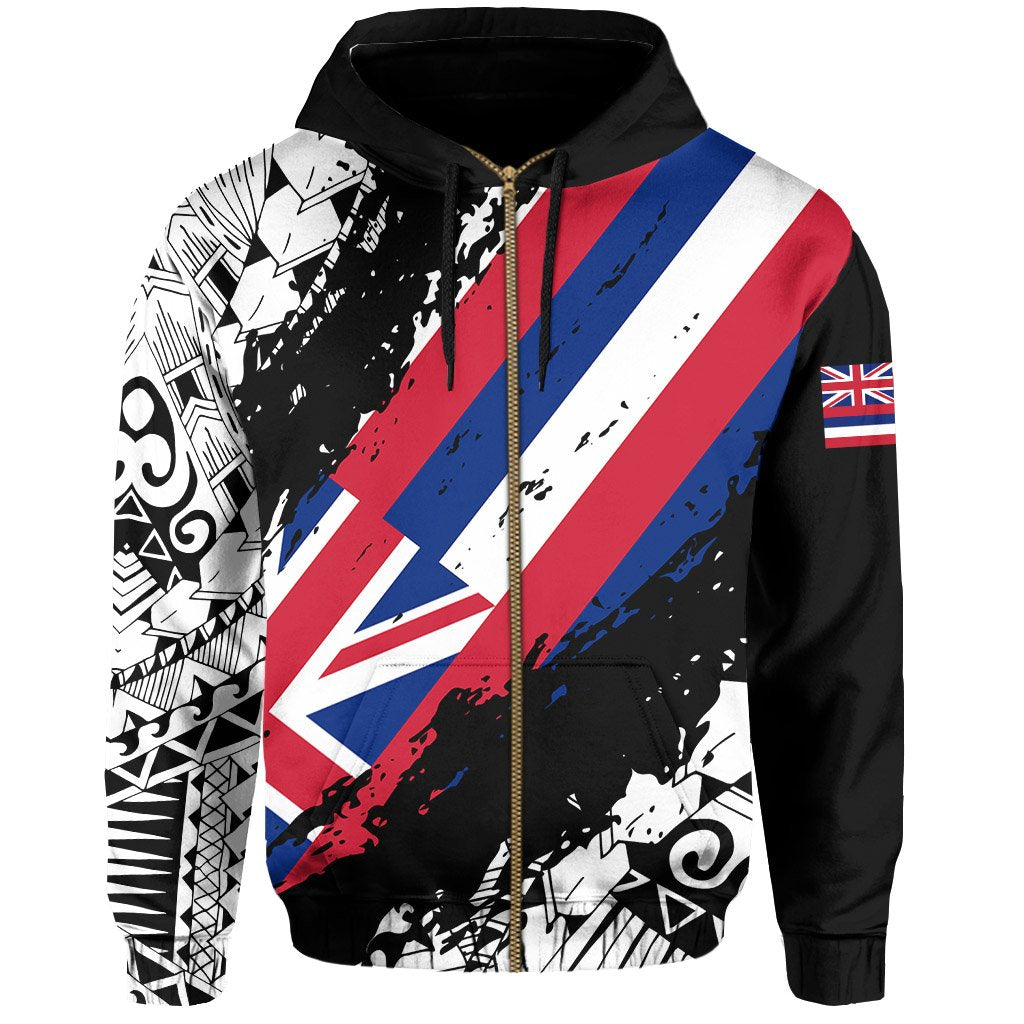 Hawaii Flag Polynesian Zipper Hoodie Nora Style - Polynesian Pride