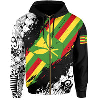 Kanaka Flag Polynesian Zipper Hoodie Nora Style - Polynesian Pride