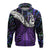 New Zealand Maori Zip Hoodie Manaia Paua Shell Glitter Purple LT4 - Polynesian Pride