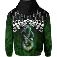 New Zealand Maori Hoodie, Poutama Manaia Paua Shell Pullover Hoodie - Polynesian Pride