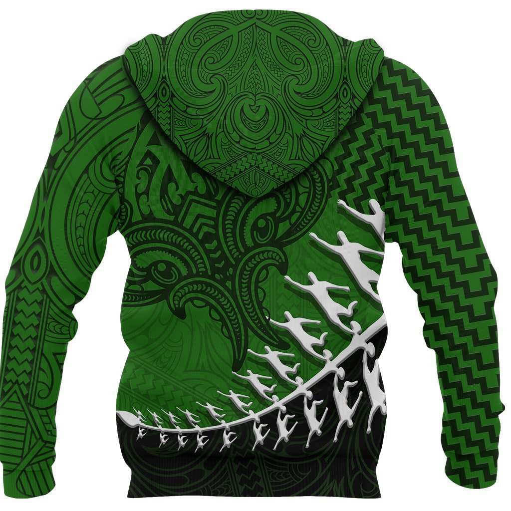 New Zealand Silver Fern Zip up Hoodie, Maori Manaia Rugby Player Zipper Hoodie - Polynesian Pride