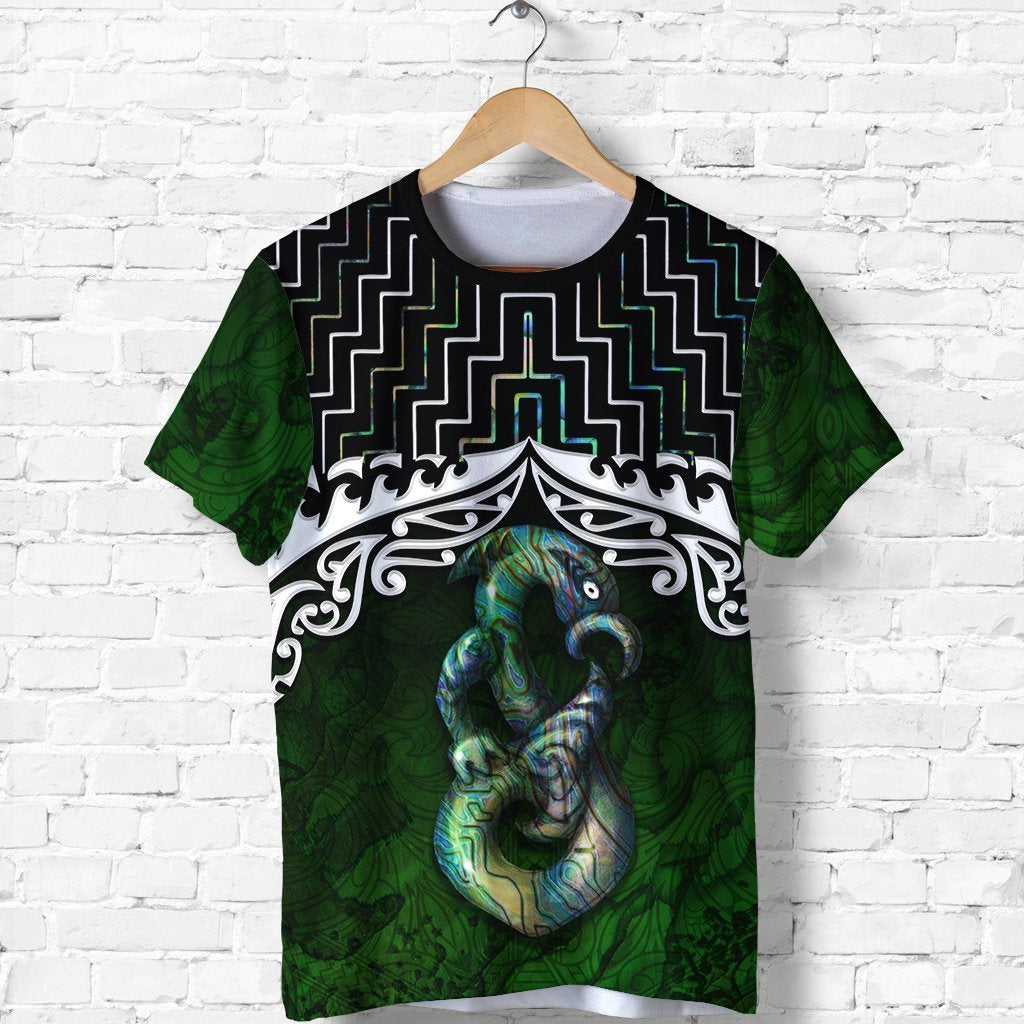 New Zealand Maori Shirt, Poutama Manaia Paua Shell T Shirt Unisex Black - Polynesian Pride