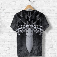 New Zealand Maori Shirt, Poutama Taiaha Mauri T Shirt Black - Polynesian Pride