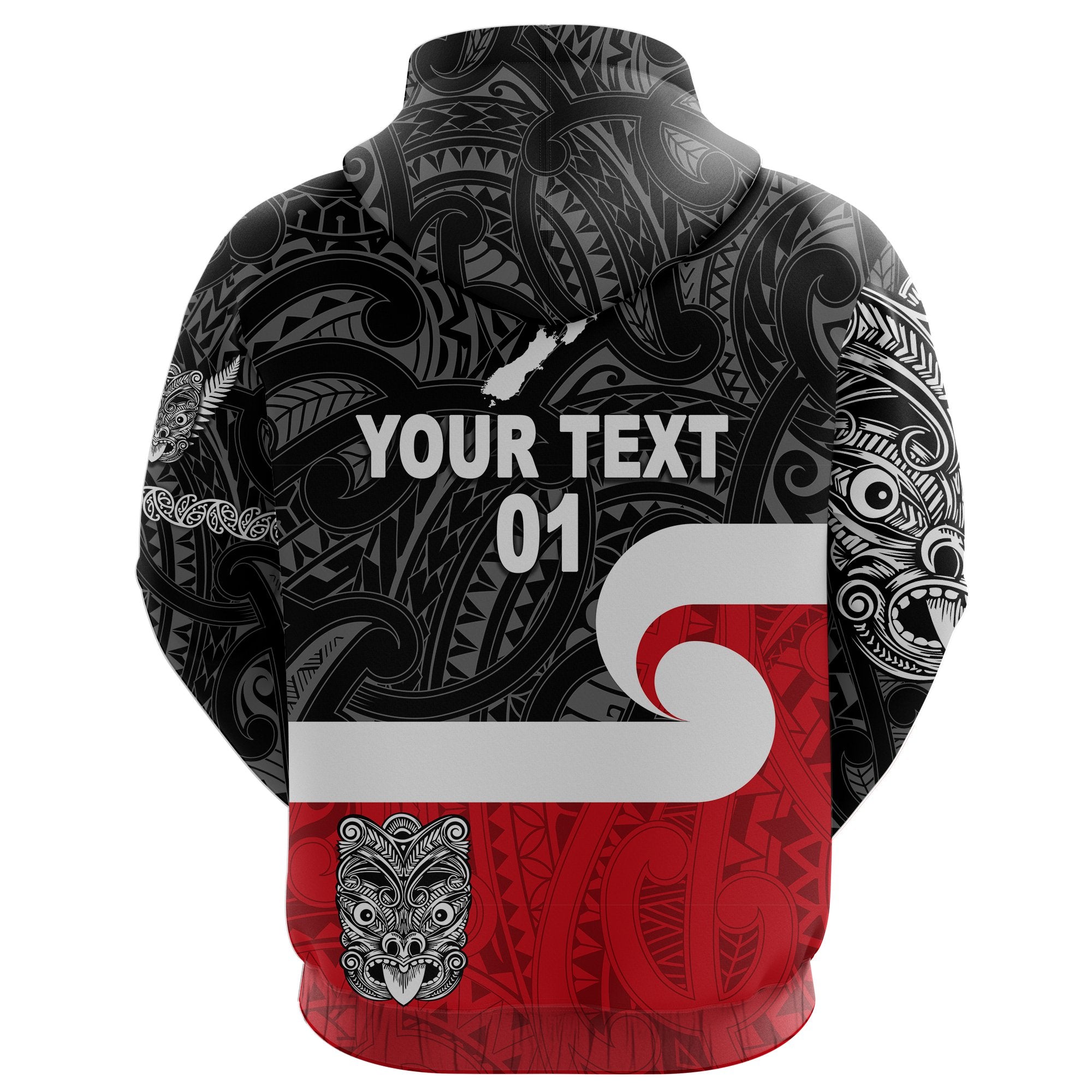 Custom Maori Aotearoa Haka Hoodie New Zealand Simple, Custom Text and Number LT8 - Polynesian Pride