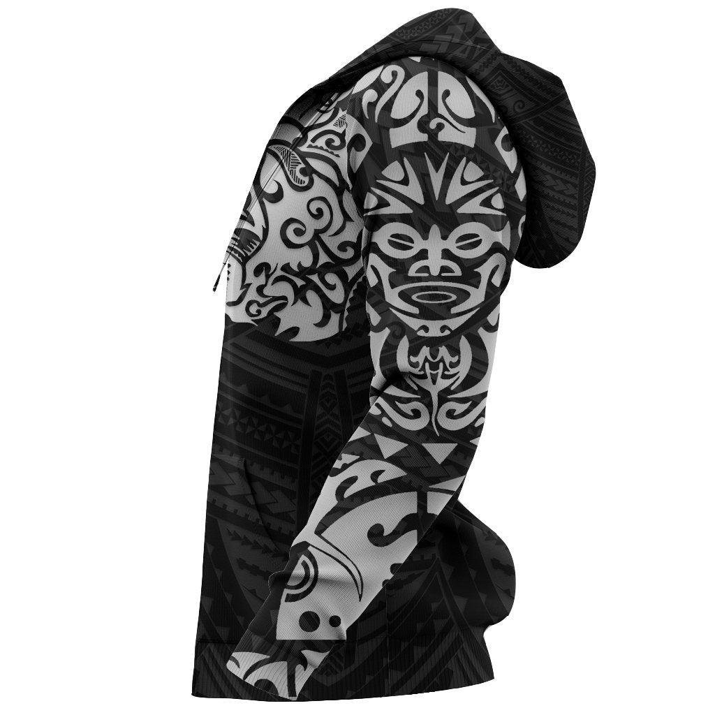 Maori Hoodie, New Zealand Lion Tattoo Pullover Hoodie White - Polynesian Pride