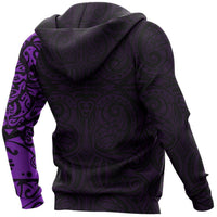 Maori Tangaroa Tattoo New Zealand Zip Hoodie Purple - Polynesian Pride