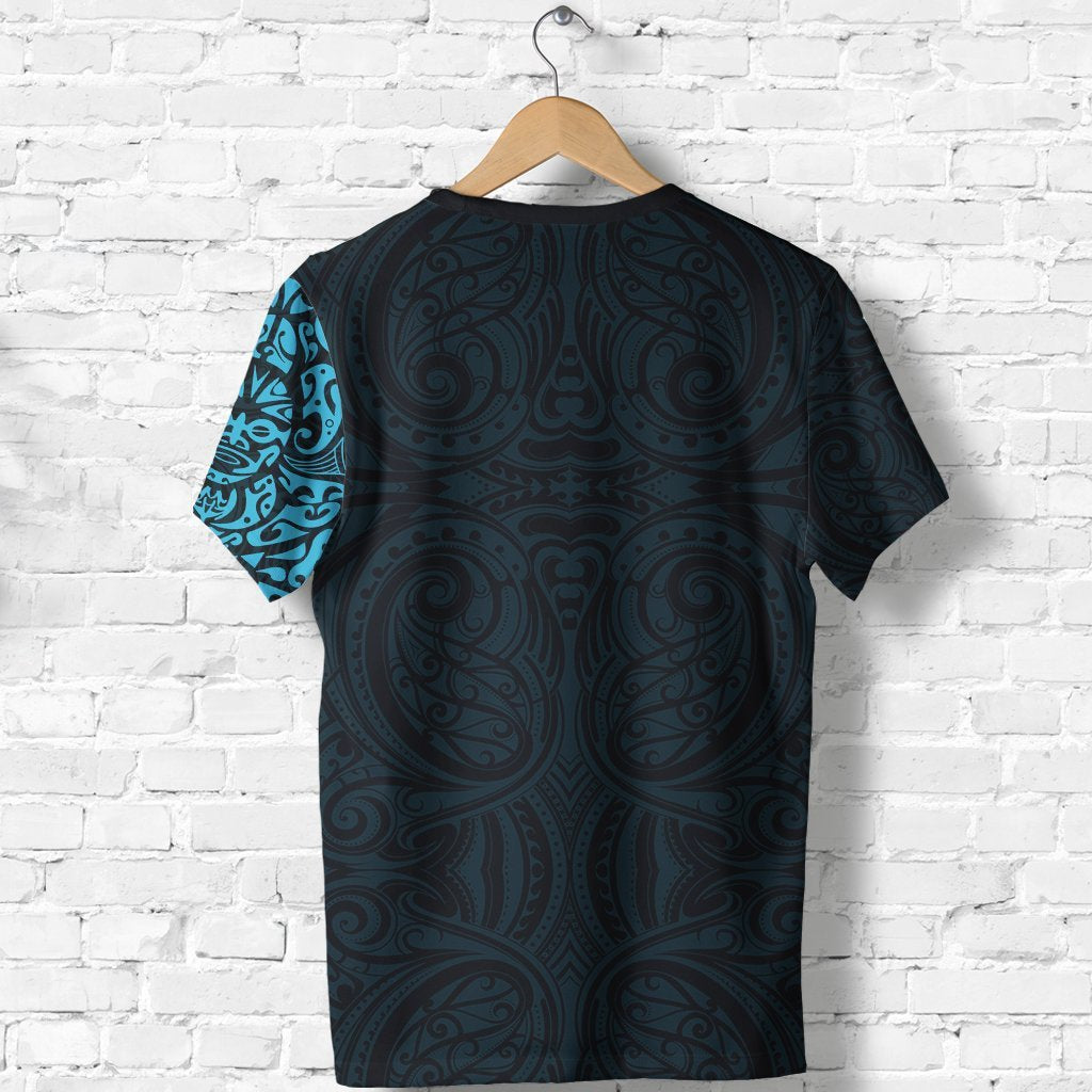 New Zealand Customized Shirt, Maori Tangaroa Tattoo Personalize Blue T Shirt - Polynesian Pride