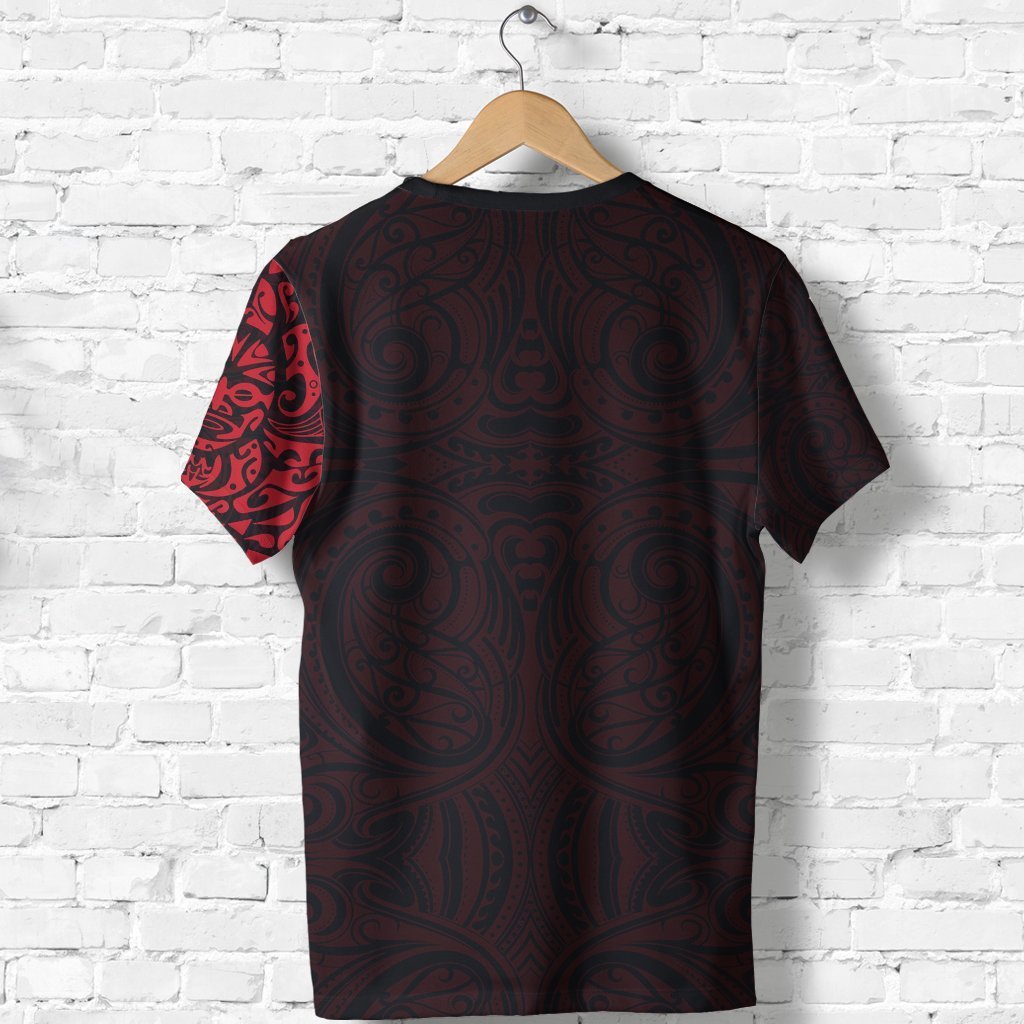New Zealand Customized Shirt, Maori Tangaroa Tattoo Personalize Red T Shirt - Polynesian Pride