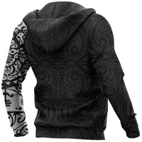 Maori Tattoo Zip Hoodie, New Zealand Lizard Full Zip Hoodie - Polynesian Pride