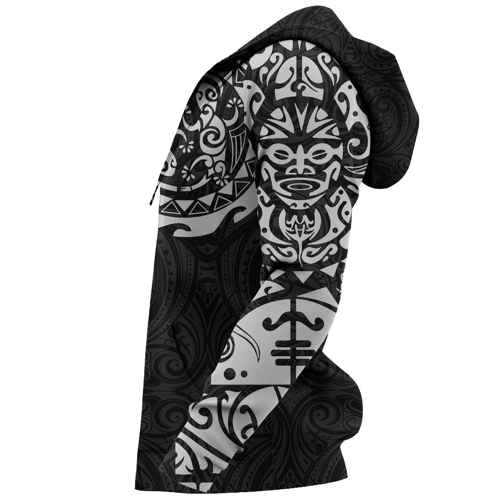 Maori Tattoo Zip Hoodie, New Zealand Lizard Full Zip Hoodie - Polynesian Pride
