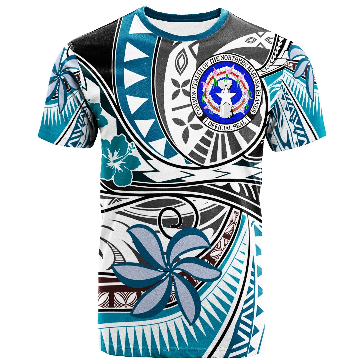 Northern Mariana Islands T Shirt Flower And Flow Unisex BLUE - Polynesian Pride