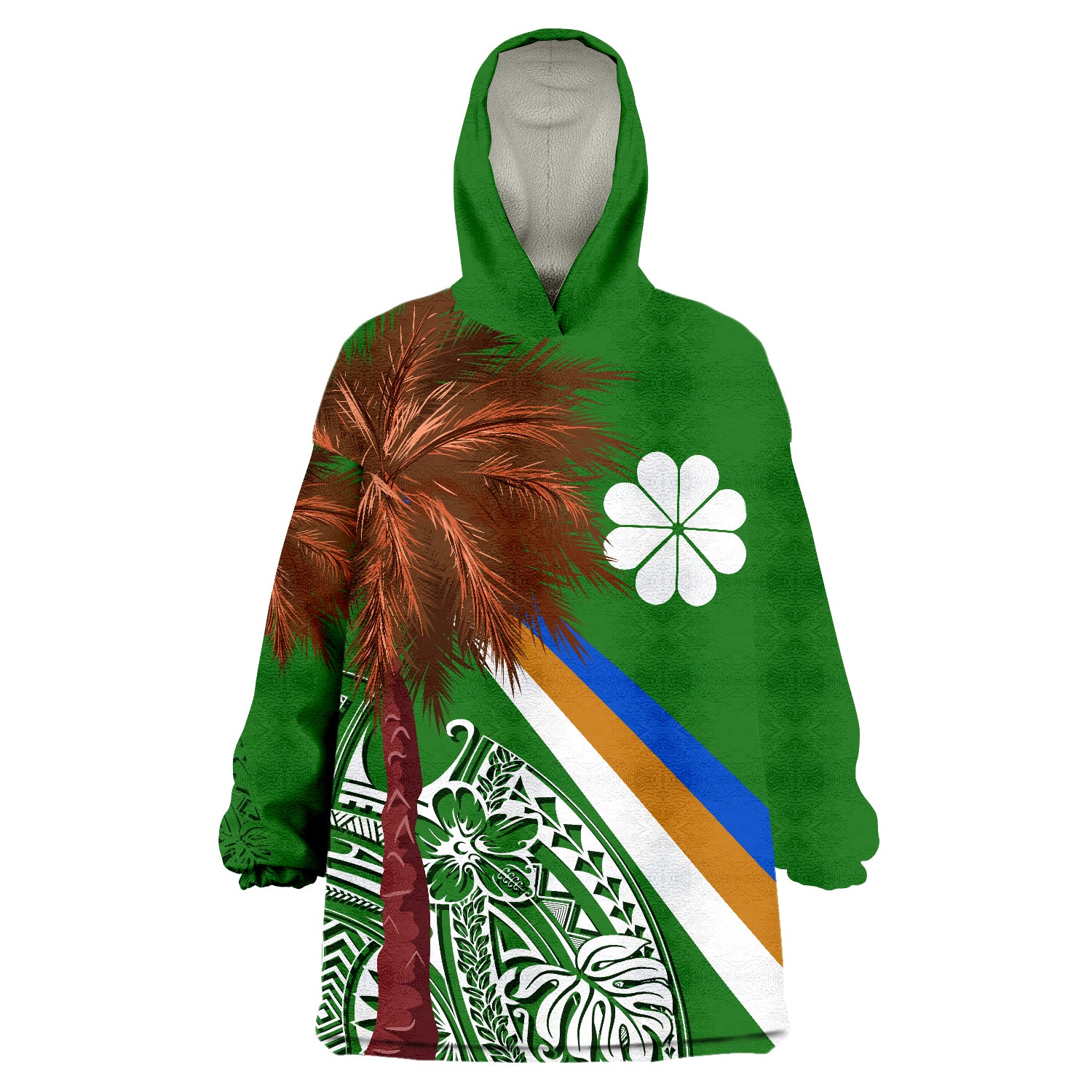 Marshall Islands Polynesian Kwajalein Atoll Palm Tree Wearable Blanket Hoodie LT9 Unisex One Size - Polynesian Pride