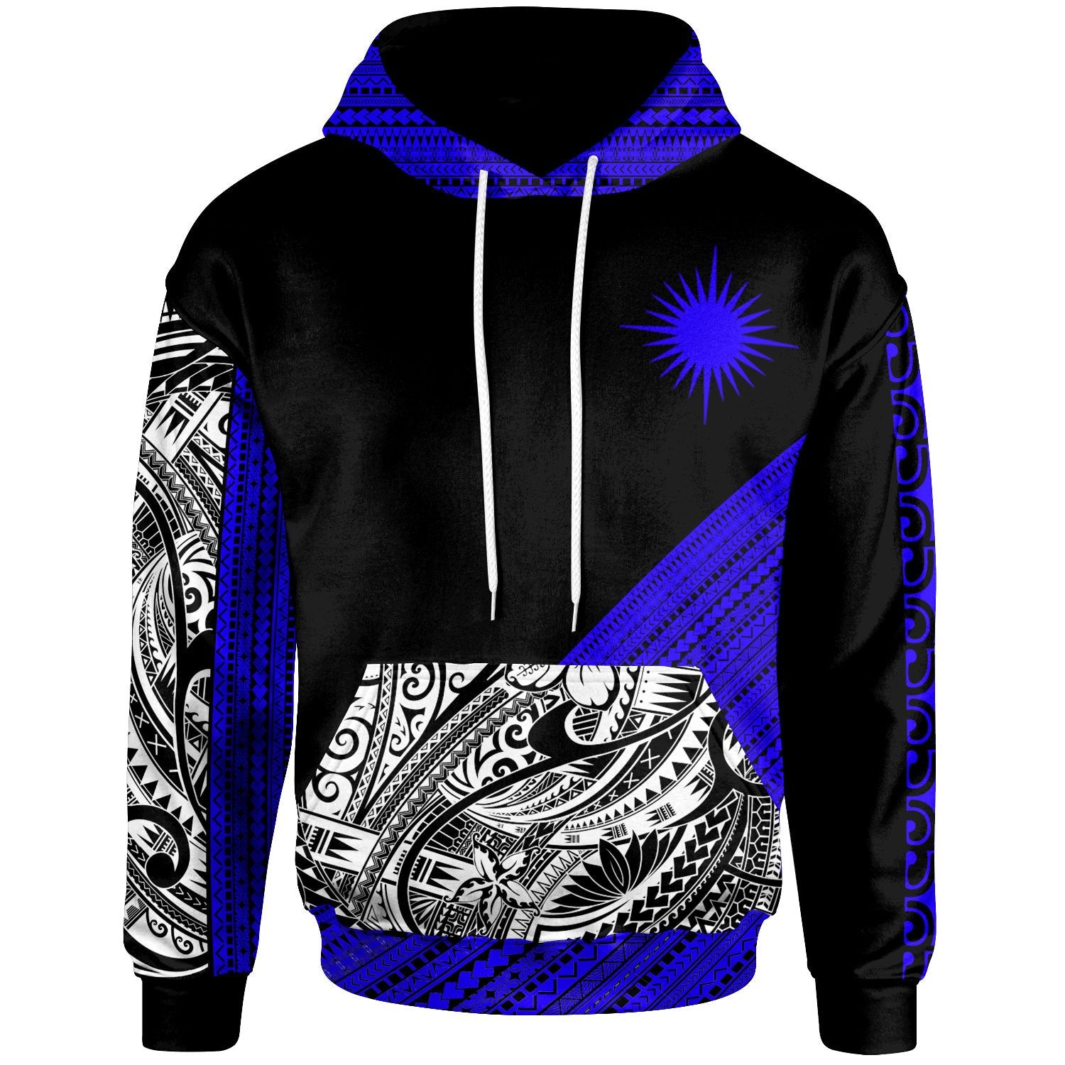 Marshall Islands Custom Hoodie Diagonal Pattern Dark Blue Unisex Dark Blue - Polynesian Pride