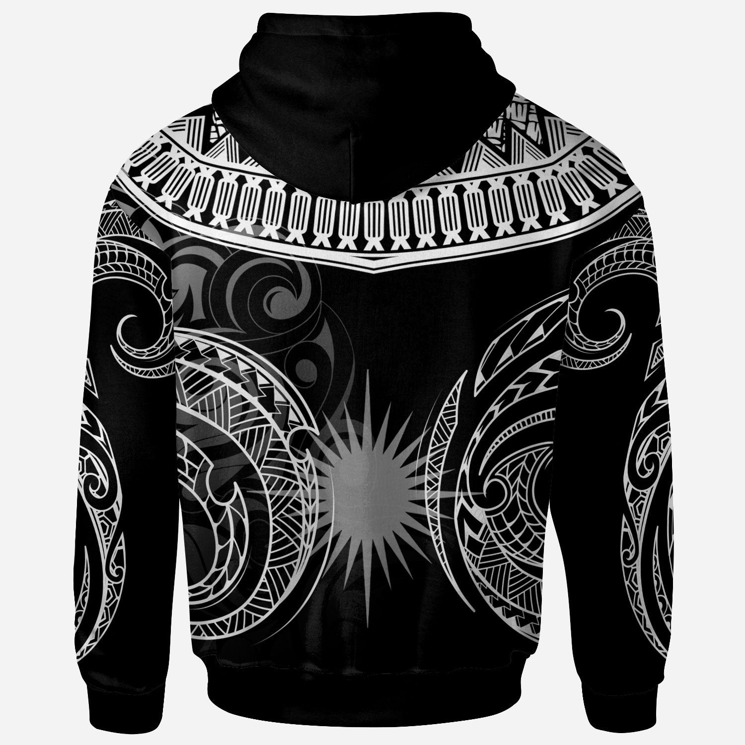 Marshall Islands Custom Hoodie Serrated Pattern White Color Unisex Black - Polynesian Pride