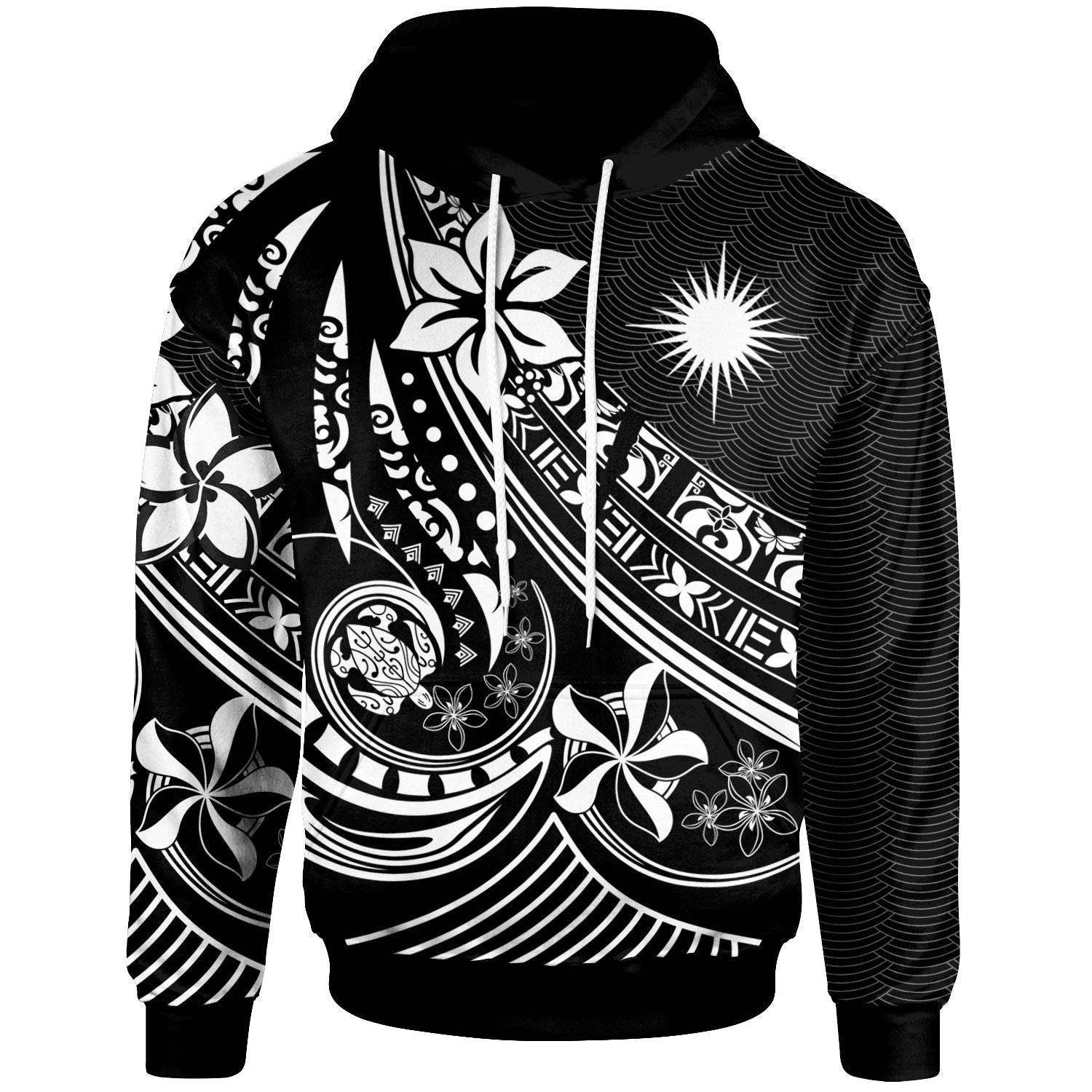 Marshall Islands Hoodie The Flow of The Ocean White Unisex White - Polynesian Pride