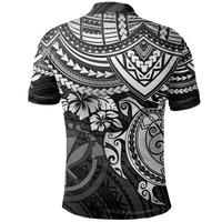 Hawaii Polo Shirt Kanaka Maoli White Turtle Hibiscus - Polynesian Pride