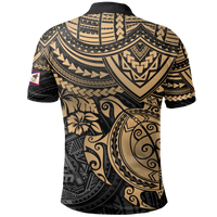 American Samoa Polo Shirt Amerika Samoa Flag Seal Gold Turtle - Polynesian Pride