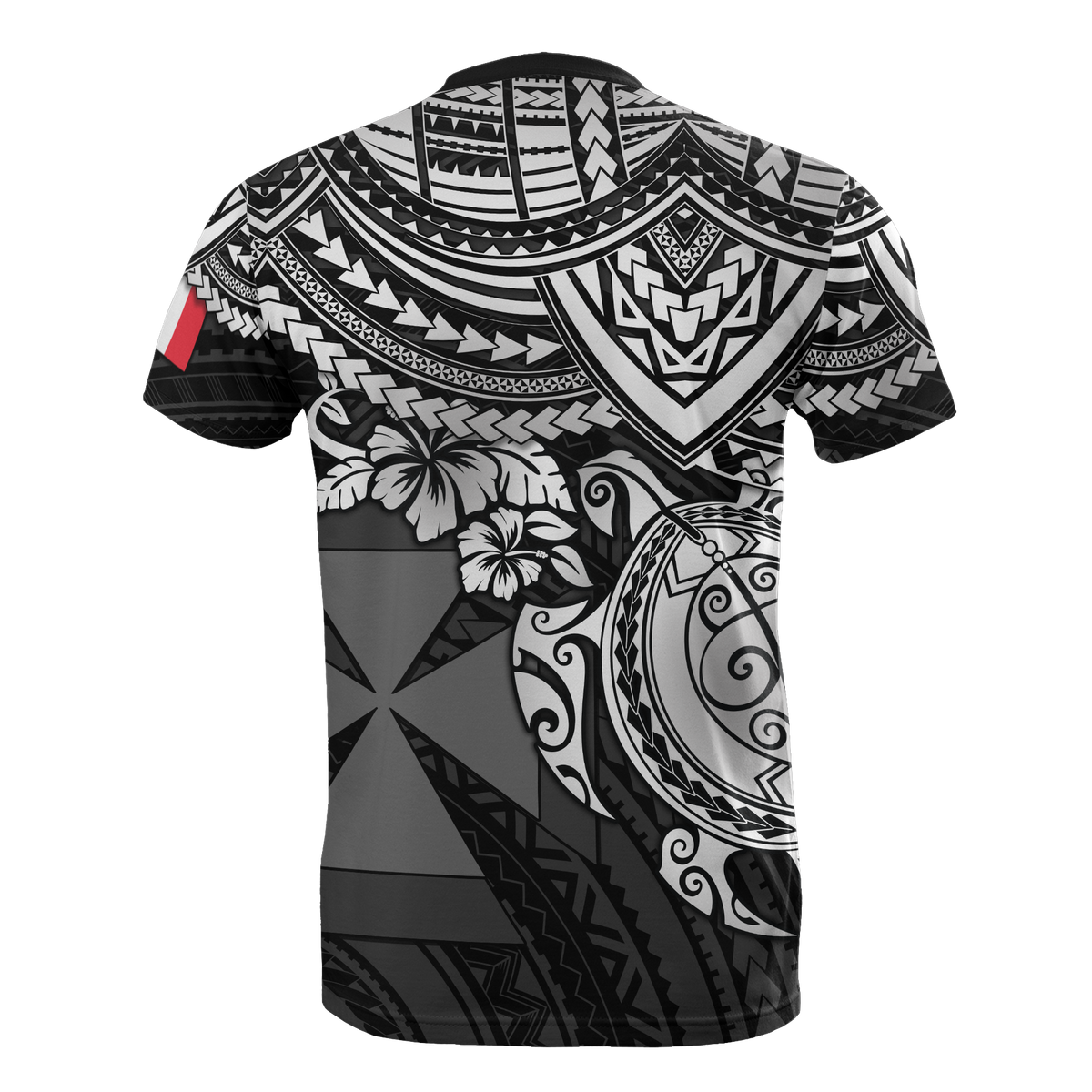Wallis and Futuna Polynesian T Shirt Wallis and Futuna Coat of Arms White Turtle Hibiscus - Polynesian Pride