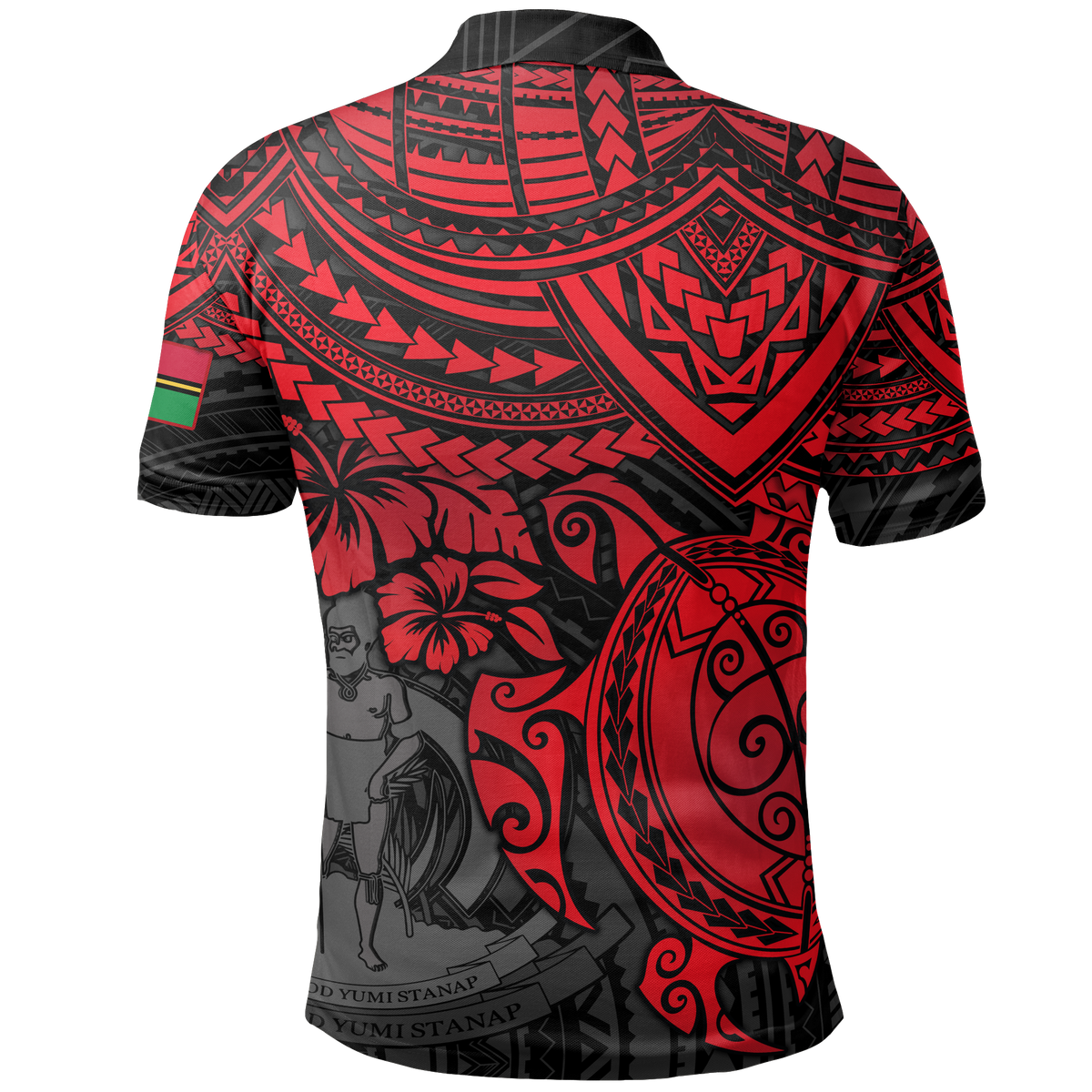 Vanuatu Polo Shirt Vanuatuan Flag Coat Of Arms Red Turtle Hibiscus - Polynesian Pride