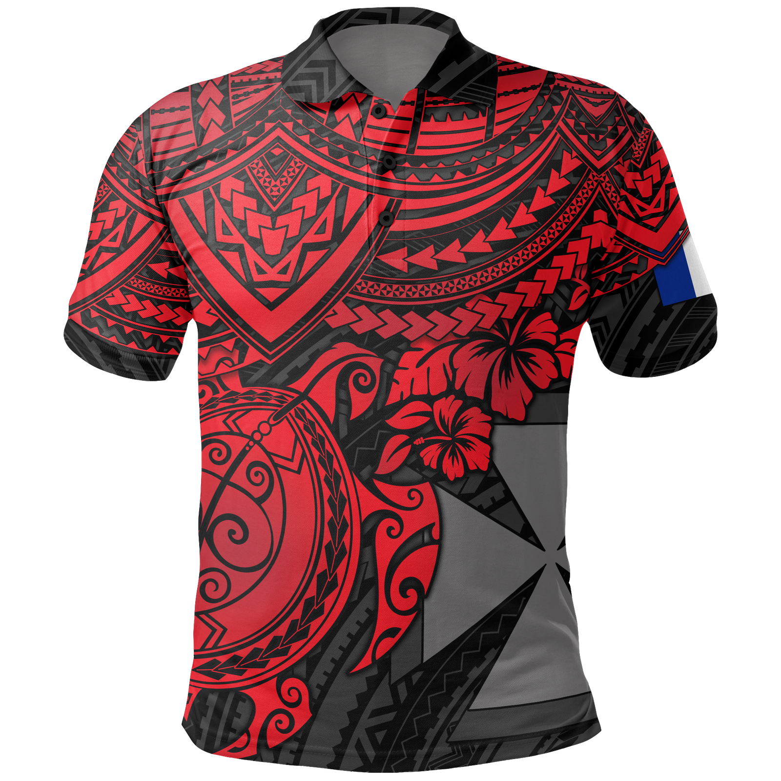 Wallis and Futuna Polo Shirt Wallis and Futuna Coat Of Arms Red Turtle Unisex RED - Polynesian Pride