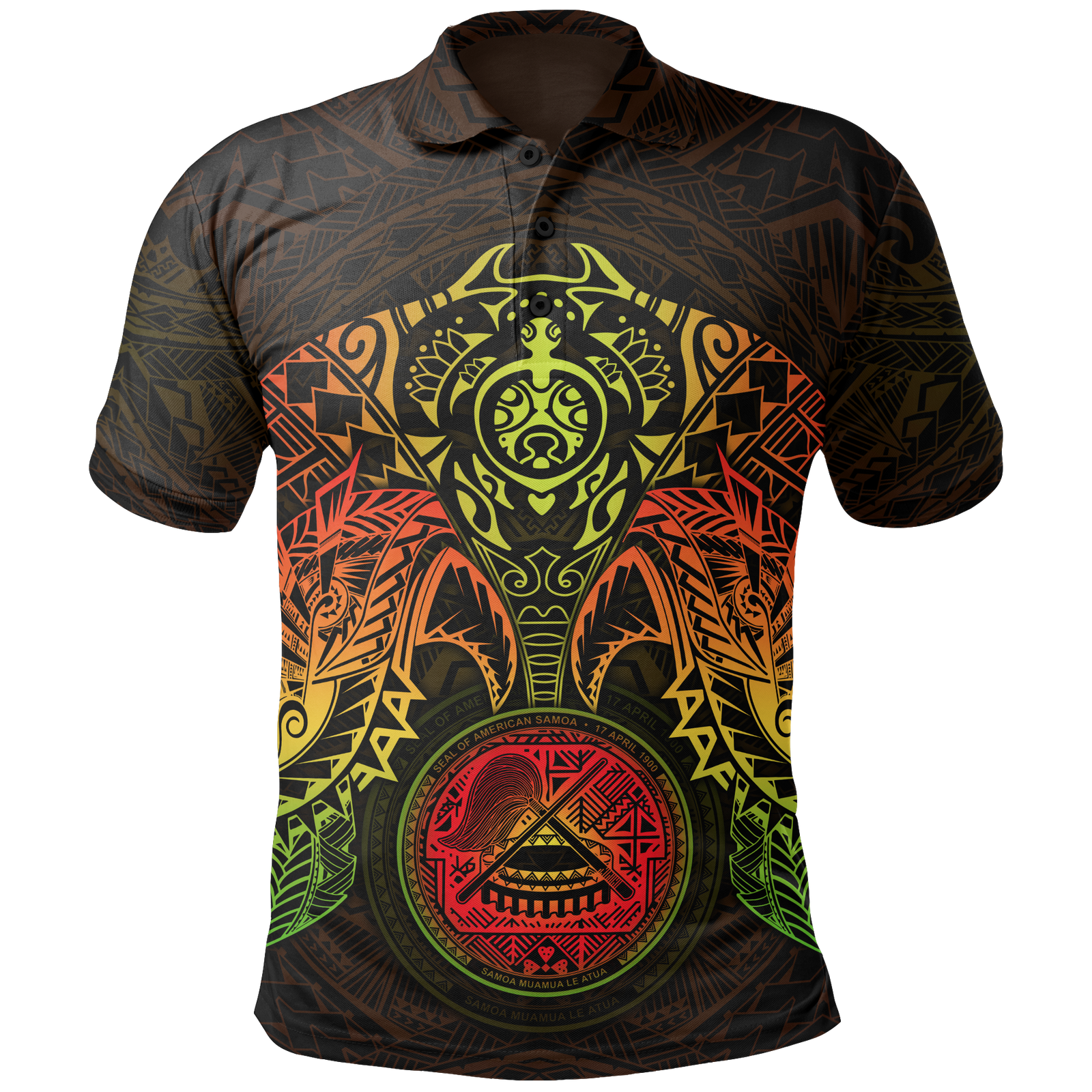 American Samoa Polynesian Polo Shirt Reggae Turtle Manta Ray Unisex RED - Polynesian Pride