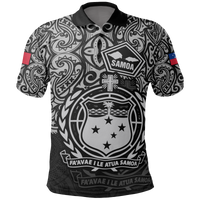 Samoa Polo Shirt Samoan Flag Coat Of Arms Pride Style Unisex BLACK - Polynesian Pride